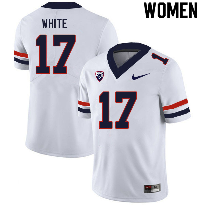 Women #17 Jaden White Arizona Wildcats College Football Jerseys Sale-White - Click Image to Close